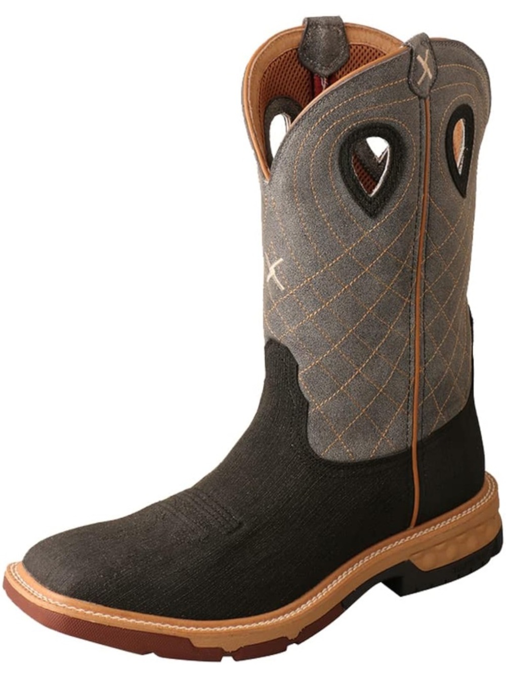 Twisted X Black and Gray Cowboy Work Boot with Tan Accents
